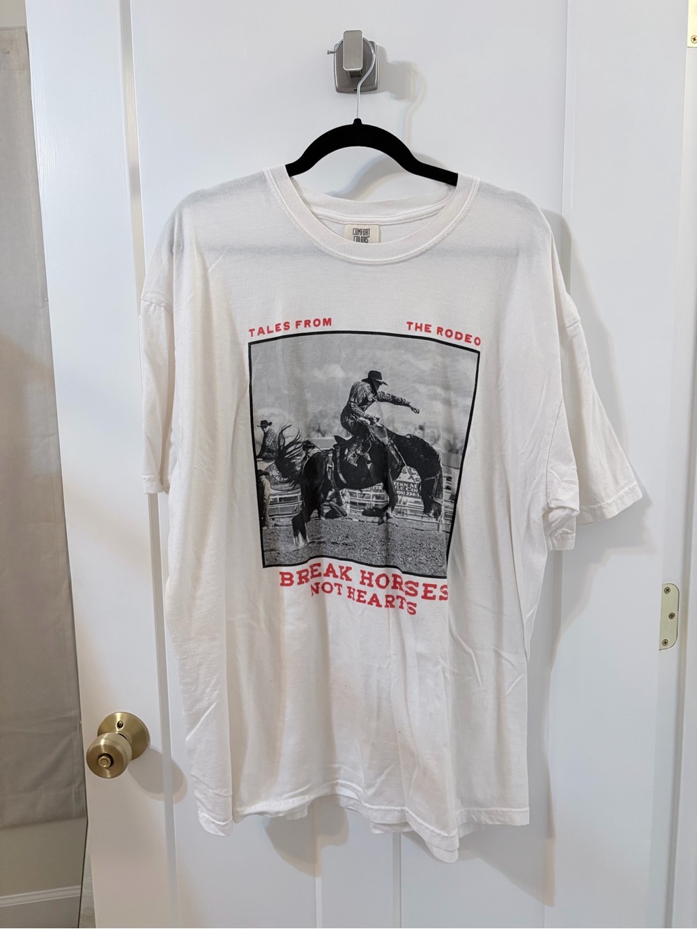 Vintage-Inspired Graphic Tee - Break Horses Not Hearts western bucking horse